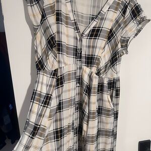 Torrid Black and White Plaid Top